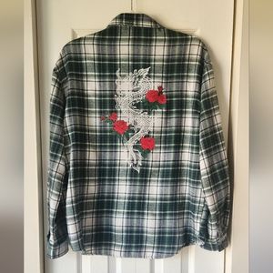 🐉  just Polly New York Plaid green Long sleeve with Dragon